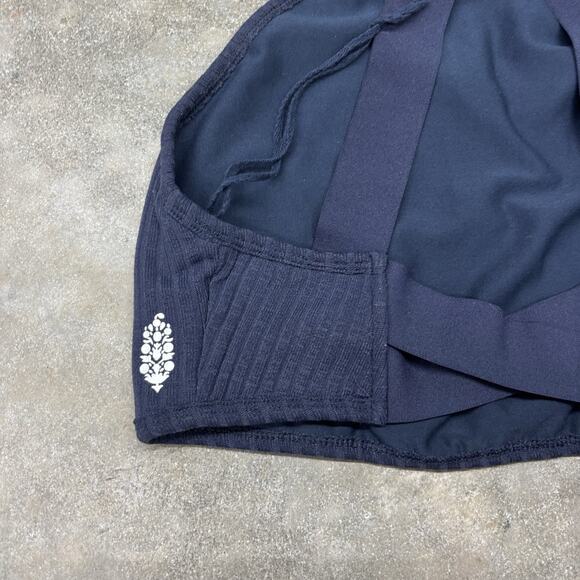 Fp Movement Free People Sm Ribbed Navy Crop Top Sports Bra High Neck Athleisure - Picture 5 of 9